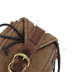 Bolsa de Cinturón Medieval Hecha a Mano, Personalizable, Pequeña, de Cuero de Ante, con Correa de Nudo y Hebilla de Latón, Venta al Por Mayor - Product Image 3