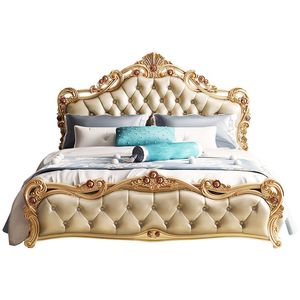 Juego de Muebles de Dormitorio de Lujo Europeo Clásico, Tapizado, Lavable, Tamaño King, de Madera de Caoba Antigua, con Almacenamiento, para Hotel, Villa o Apartamento - Product Image 5