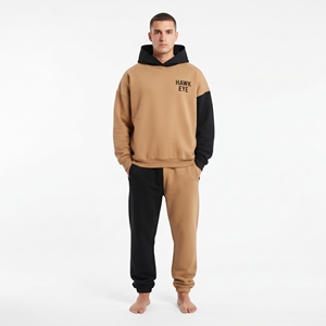 Survêtement à capuche bicolore pour homme, sweat-shirt en molleton contrastant et pantalon de jogging, coupe décontractée, manches longues, tenue décontractée d'hiver - Product Image 3