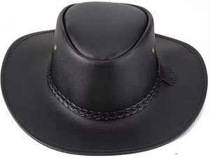 GENERSA SPORTS Chapeau de cowboy noir en polyester unisexe à large bord réglable pour l'extérieur, décontracté, toutes saisons, taille adulte - Product Image 2