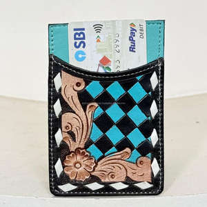 Cartera de Cuero Hecha a Mano de Lujo con MOQ Bajo, Personalizada, con Diseño a Cuadros, Delgada, para Tarjetas de Crédito, sin Cierre - Product Image 4