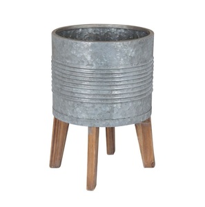 Pot de fleurs en métal industriel pour jardin, maison, patio, balcon, terrasse, intérieur, extérieur, décoratif, robuste, élégant, support pour plantes et fleurs - Product Image 6