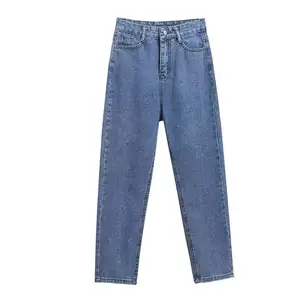 Jeans larghi da donna con gradiente di Jeans elasticizzati blu chiaro pantaloni larghi per donna produttore di Jeans