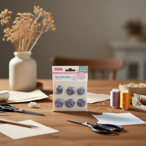 Fiore decorativo in tessuto ILAN 2,5 cm 6 pezzi grigio per artigianato e decorazione - Product Image 2