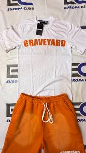 Custom Streetwear Screen Printing Two Piece Shorts Set <b>Summer</b> Breathable Cotton T <b>Shirt</b> with Fleece Shorts - Product Image 1