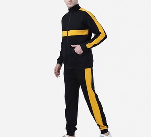 Conjunto Deportivo para Hombre en Negro y Amarillo con Bloques de Color, Sudadera con Cierre de Cremallera y Cuello Alto, Pantalones Deportivos, Estilo Casual para Otoño - Product Image 5