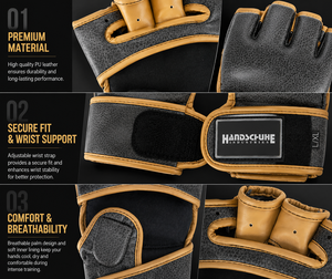 Gants MMA de qualité supérieure HANDSCHUHE INDUSTRIES, logo personnalisé, fabriqués en usine, en cuir véritable Crunch, fermeture auto-agrippante pour - Product Image 4