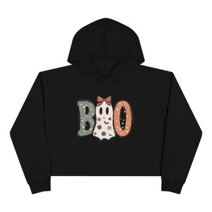 Sudadera con capucha Boo Crop, sudadera de Halloween para mujer, sudadera de otoño, sudadera linda de Halloween - Product Image 3