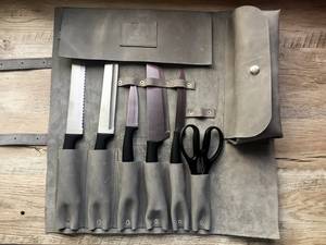 Étui de luxe vintage en cuir pleine fleur pour couteaux de chef avec protection et rangement pour couteaux de cuisine LSKR-0120 - Product Image 2