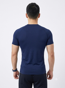 Camiseta Raglán con Logotipo Frontal Personalizado, Impresión por Transferencia de Calor, Corte Regular, Azul Marino, Manga Corta, para Gimnasio y Deportes, 95% Algodón, Secado Rápido, 220g - Product Image 3