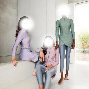 Traje de Baño Modesto de 2 Piezas con Hijab, Cobertura Total, Islámico, para Mujer, Corte Alto, Ecológico, Secado Rápido, Ligero, Estampado, Impermeable por Delante - Product Image 6