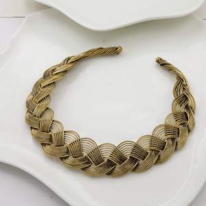Vintage Gold Plated Braided Choker Necklace Unisex Everyday Wear <b>Rope</b> <b>Chain</b> Style Jewelry - Product Image 1