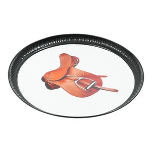 Accesorios para el hogar, bandejas redondas decorativas para servir bocadillos, diseño de silla de montar, bandeja esmaltada con estampado, bandejas metálicas para decoración - Product Image 4