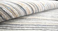 Tapis rectangulaire géométrique rayé en laine et polyester, noué à la main, écologique, résistant aux taches, haute stabilité, avec envers rigide, pour salon