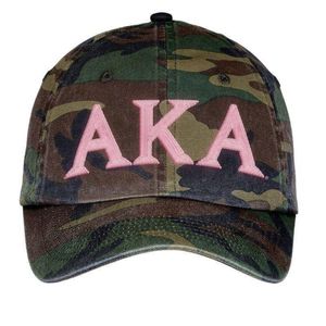 Gorra de Béisbol de Camuflaje con Letras AKA, Ajustable, de Algodón, con Bordado Rosa, para Mujeres, Estilo Sororidad Griega - Product Image 1