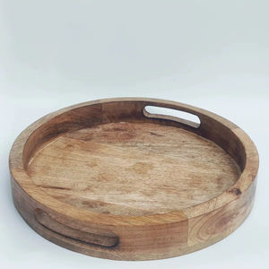 Bandeja redonda de madera de lujo hecha a mano para servir - Product Image 1