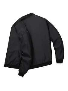 Veste coupe-vent en polyester à manches longues noire pour homme, style automne, vêtements pour adultes - Product Image 1