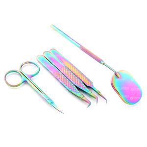 ชุดกรรไกรต่อขนตาสแตนเลสสีรุ้งมาใหม่ชุดแหนบปรับความดังได้ตามต้องการแบรนด์ที่สวยงาม - Product Image 4