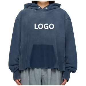 Sweat à capuche homme coupe classique effet vieilli 100% coton molletonné imperméable couleur unie avec logo frontal et poche style hiver 300g - Product Image 4
