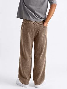 Men's <b>Brown</b> Canvas Sweatpants Elastic Waist Drawstring Casual <b>Joggers</b> Side Pockets Lightweight Summer Straight Style - Product Image 2