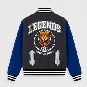 Veste de baseball varsity pour homme avec broderie chenille personnalisée, logo sur le devant, style streetwear, coupe-vent et respirante, prix abordable - Product Image 4