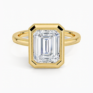 IGI Certified Vintage Emerald Cut Lab Grown Diamond Geometric Double <b>Frame</b> Engagement Wedding Ring 10K 14K 18K Gold 925 935 - Product Image 2