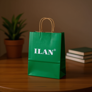 Borsa Regalo Iln 21x15x8cm con Manico in Carta Verde - Product Image 2