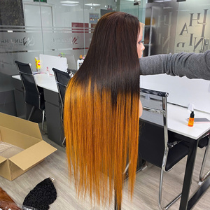 Prix de gros Extensions de cheveux humains vietnamiens vierges bruts 100% Super Double Drawn, Perruque Lace ultra-lisse couleur Ombré Jaune - Product Image 6