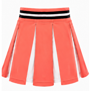 Ensemble d'uniforme de cheerleading pêche-orange avec jupe plissée et crop top pour performance d'équipe, concours de danse et tenue de sport athlétique - Product Image 6