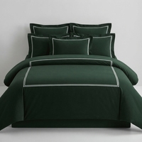 Housse de couette moderne T-150 en coton olive avec motif Baratta, ensemble de literie 3 pièces uni pour la maison