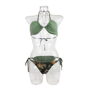 Ensemble de bikini personnalisé avec logo, en matière de qualité supérieure, pour femmes, vêtements de plage avec motifs unis et soutiens-gorge à cordon, ensemble de bikini sublimé pour femmes - Product Image 3