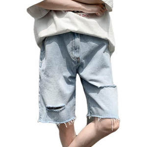 กางเกงยีนส์ขาสั้นผู้ชายสำหรับฤดูร้อน เอวกลาง ปักลาย ยืดได้ ขาดๆ ทรงสลิมตรง ผ้าฝ้าย 100% สไตล์วินเทจ สปอร์ต แฟชั่นสตรีทแวร์ - Product Image 6