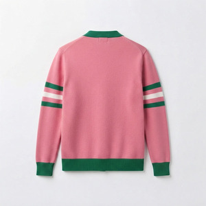 <b>Customized</b> Pink Green Sorority Knitted Sweater Cardigan with chenille Embroidery Logos 100% Cotton Greek Apparels Greek Cardigan - Product Image 4
