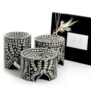 ที่วางขนมสไตล์วินเทจแบบฝังติดกระดูกทำจากไข่มุกแม่ของสไตล์ใหม่จานเค้กช็อคโกแลตพร้อมขาตั้งไม้ม็อบช็อคโกแลต - Product Image 3