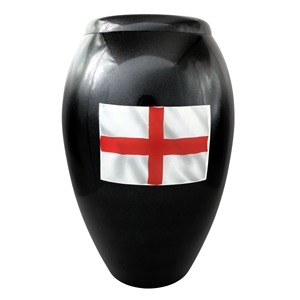Urna Esmaltada Blanca de Alta Calidad para Cenizas con Diseño de la Bandera de Inglaterra, Capacidad de 200 Pulgadas Cúbicas, Conmemorativa - Product Image 1