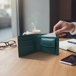 Elion Premium <b>Vegan</b> Leather Green Bi-Fold <b>Wallet</b> <b>Men</b> | Slim Stylish Minimalist Open Closure Letter Pattern 5 Inch Large Capacity - Product Image 4