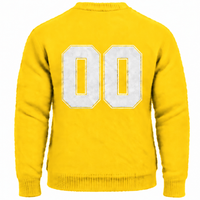Pull en tricot doux et chaud pour homme, jaune vif personnalisé, col rond, manches longues, avec lettre en relief sur la poitrine