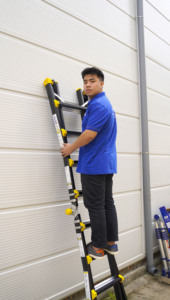VIETLADDERS NVLB-44 Foldable Aluminum Combination Ladder <b>with</b> 4x4 Steps <b>Wheels</b> Safety <b>Locks</b> for Indoor/Outdoor Use in Hotels - Product Image 6