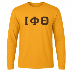 Iota Phi Theta Gold Men’s <b>Long</b> <b>Sleeve</b> <b>T</b>-<b>Shirt</b> <b>Black</b> Greek Letter Crew Neck Cotton Fraternity Casual Campus Apparel Pullover Tee - Product Image 6
