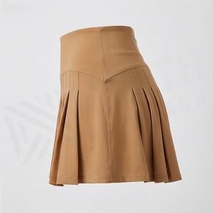Minifalda Plisada de Cintura Alta para Mujer, Color Sólido, Cómoda, para Todas las Temporadas, Tejido de Tela - Product Image 3