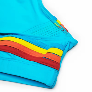 100% Polyester <b>Men's</b> Beach Wear Swimming Shorts Blue Color Mid Waist Adult's Swim <b>Trunks</b> With Custom Logo - Product Image 4