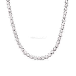 Collar de tenis de plata de ley 925 con diamante de moissanita redondo y diseño entrelazado para joyería de primera calidad al por mayor - Product Image 1