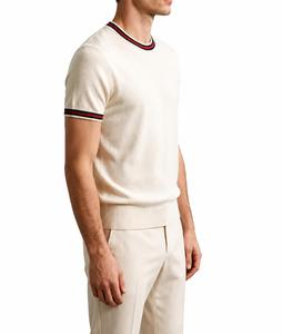Camiseta de Punto de Manga Corta con Cuello Redondo para Hombre, Corte Regular, Color Sólido, Ribete en Contraste, Estilo Casual Elegante, Poliéster Antiarrugas, 320g - Product Image 2