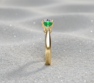 แหวนหมั้นเพชรทรงกลมเพาะเลี้ยงในห้องปฏิบัติการ ทรงทริลเลียนมรกต สามเม็ด แหวนทองสำหรับเจ้าสาว ขายส่ง - Product Image 3