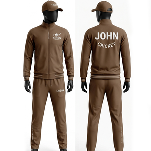 Survêtement d'entraînement de cricket pour hommes, 225 GSM, en polyester tricoté lisse, design à panneaux noir et bleu, logo personnalisé imprimé - Product Image 2