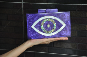 Bolso de mano de resina artesanal con diseño de ojo turco, bolso de lujo para fiestas nocturnas con incrustaciones artísticas para mujer - Product Image 3