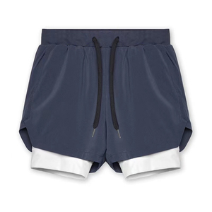 Shorts de sport pour hommes à taille haute, style streetwear, avec poches doubles, en polyester uni et taille élastique – Fournisseur OEM - Product Image 3