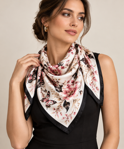 Écharpes en soie carrées imprimées de luxe, impression numérique personnalisée, pour femmes adultes - Product Image 6