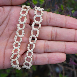 Original Tulsi Wood Beads Choker Round Necklace Beige Spiritual Jewelry Wholesale Supply - Product Image 3