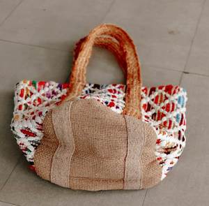 Bolsas de mano de yute y algodón trenzado duraderas, al por mayor, ecológicas, ideales para la playa, compras y supermercado. - Product Image 5